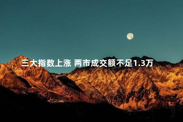 三大指数上涨 两市成交额不足1.3万亿